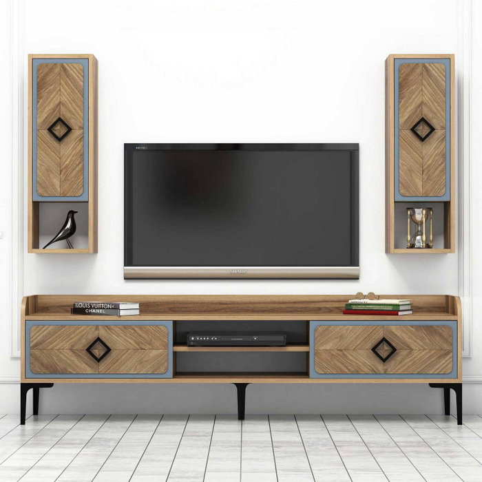Hanah Home Samba Mueble para TV Nogal y Azul Hanah Home Samba Mueble para TV Nogal y Azul